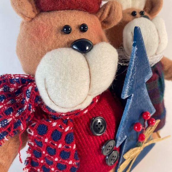 Plush Reindeer Couple Decoration w/ Wooden Tree - Picture 9 of 9